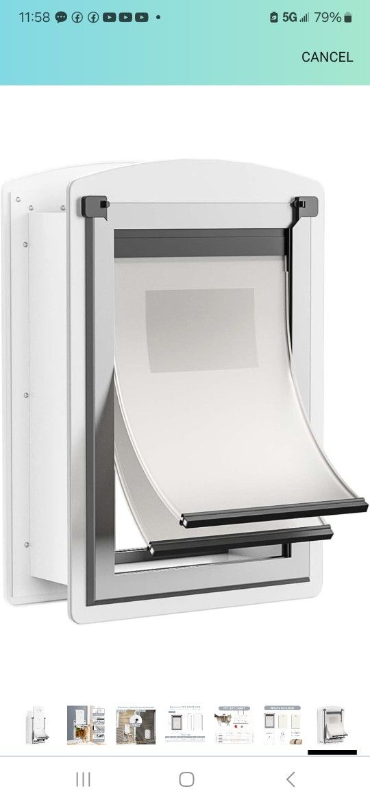 Cat Door for Wall, Energy Efficient Pet Door with Steel Frame, Telescoping Tunnel, Double Magnetic Flaps and Two Sliding Lock Panels, Easy to Install,