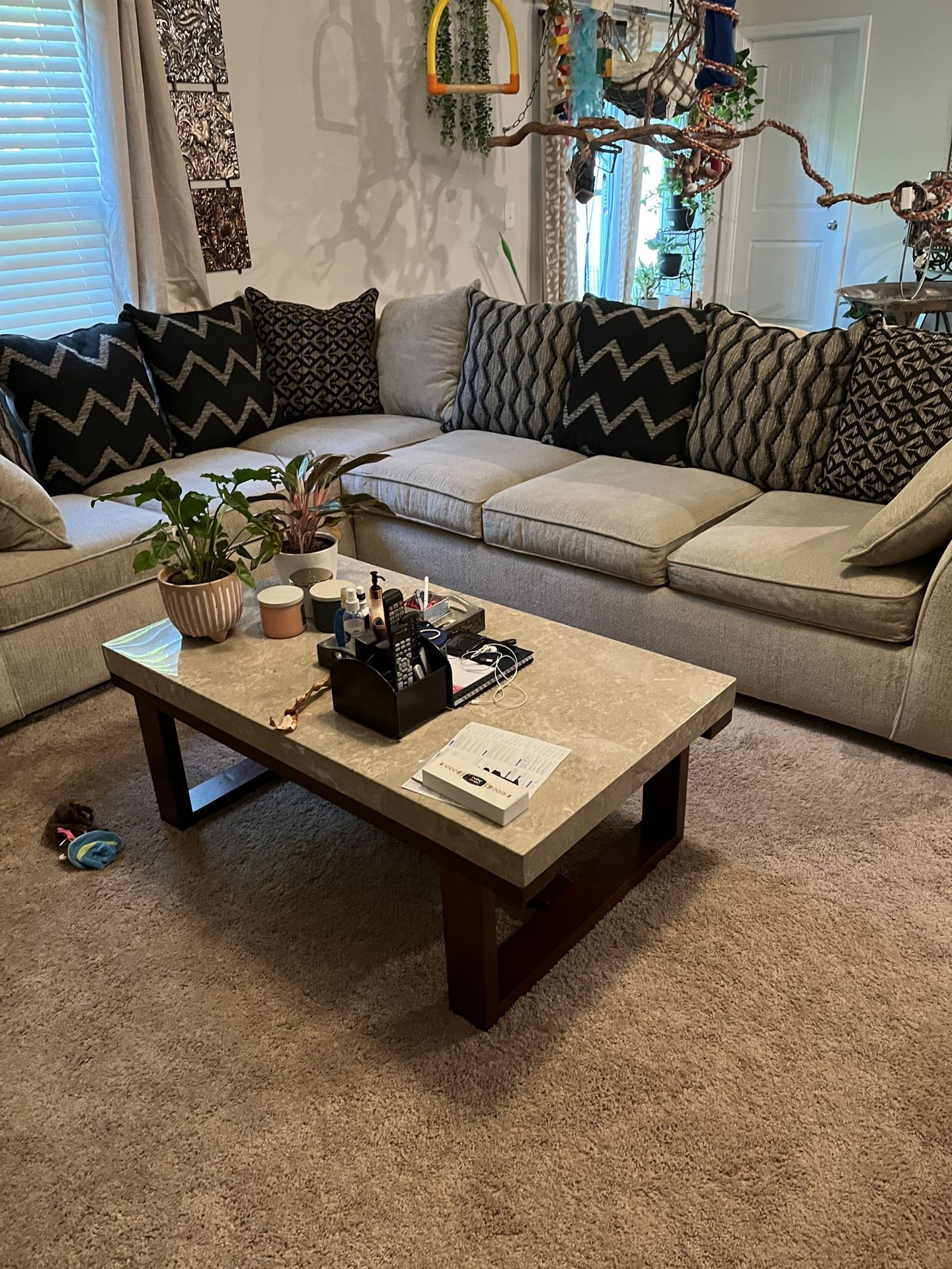 Large Couch And 2 Recliner(manual)coffee Table And Side Table Included