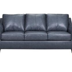 Steel Blue Leather Couch 