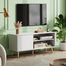 New in box white tv stand 26”x59”x15”
