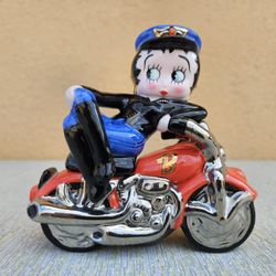 Clay Art Betty Boop on Motorcycle Salt & Pepper Shakers