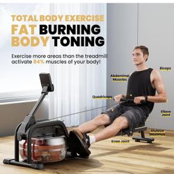 Rowing Machines for Home - Magnetic/Water Rowing Machine with Upgrade 16 Resistance Levels, Max 350 LB Weight Capacity, LCD Monitor and Comfortable Se