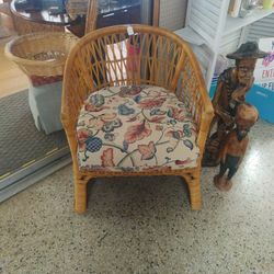 Vintage Wicker Rattan Accent Chair 