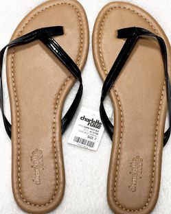 NEW Charlotte Russe Patent Leather Thong Summer Sandals Size 7