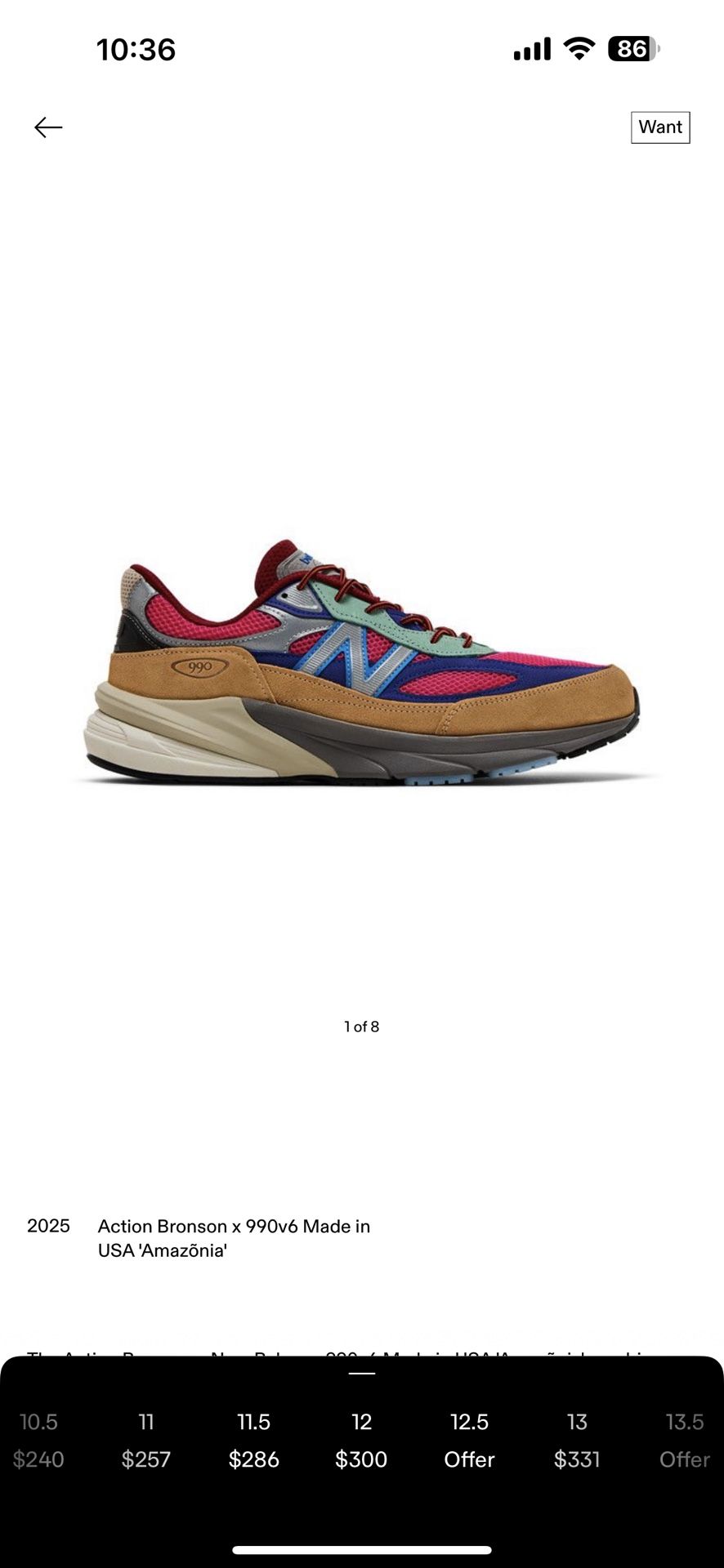 New Balance 990v6 Action Bronson Amazonia Sz 12