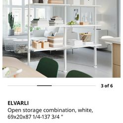Ikea Elvarli open floor to ceiling shelving - open storage, room divider