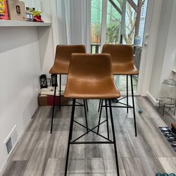 3 Faux Leather Bar Stools