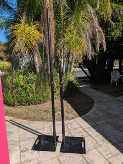 Pair Adjustable 5–8 Ft Event Backdrop Stands / Support Poles w Heavy Bases