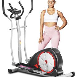FUNMILY Elliptical Machine, Elliptical Exercise Machine with 8 Levels Resistance and Pulse Rate Grips LCD Monitor, Max Weight Capacity 350Lbs