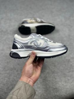 Chanel Silver Mesh Low-Top Sneakers