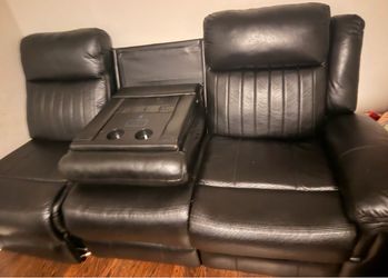 Black leather couches