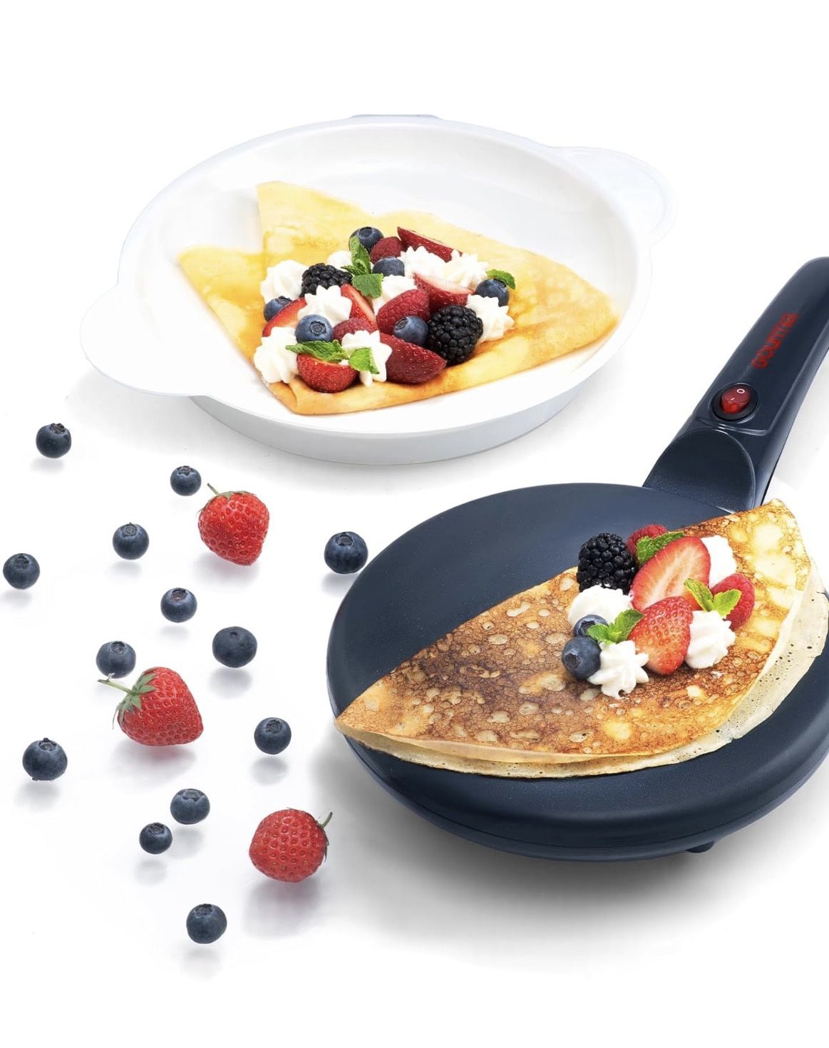 8” Crepe Maker – Nonstick Ceramic Electric Griddle for Crepes, Tortillas & Omelets, Automatic Batter Dipping, Compact & Lightweight, Quick Heat-Up, In