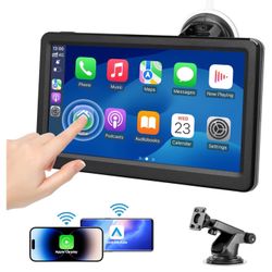 New Wireless Carplay Screen for Car, 7" HD Touch Screen Portable Car Stereo 