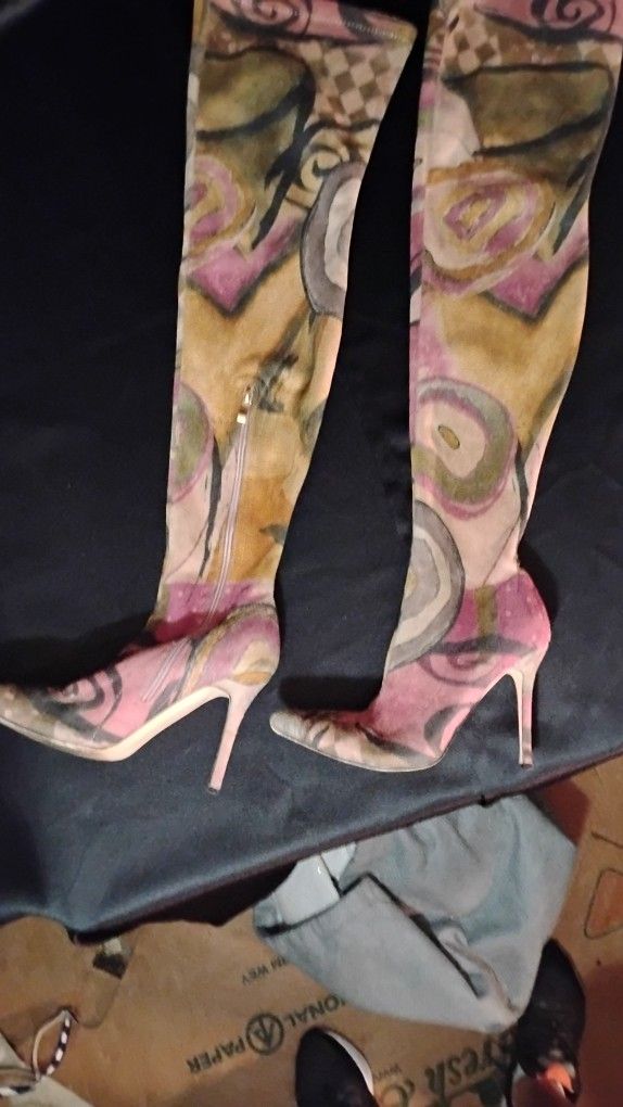Vivianly Printed High Heels Thigh high Boots