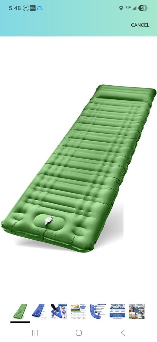 Camping Cot,camp Beds for Adults,Thickened, Blue, Green, Army Green, Built-in Foot Pump, Moisture-proof, Suitable for Camping Air Mattress Gr