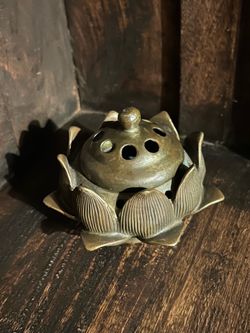 Antique Brass Lotus Incense Burner