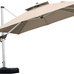 PURPLE LEAF Double Top 360 Degree Rotation 10 ft Square Patio Classic Umbrella