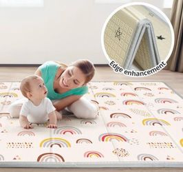 Baby Play Mat, Foldable 50x50x.06 Inches Playpen Mat, 0.6in Thick Waterproof Playmats for Babies and Toddlers Kids, Safe Foam Playmat for Tummy Time,