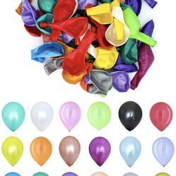 Chailert Balloon: 11/12 inch Colorful Latex Balloon for Party Decoration, Bright Pearlized Color/ Metallic Color, 100 pieces (Assorted Color)