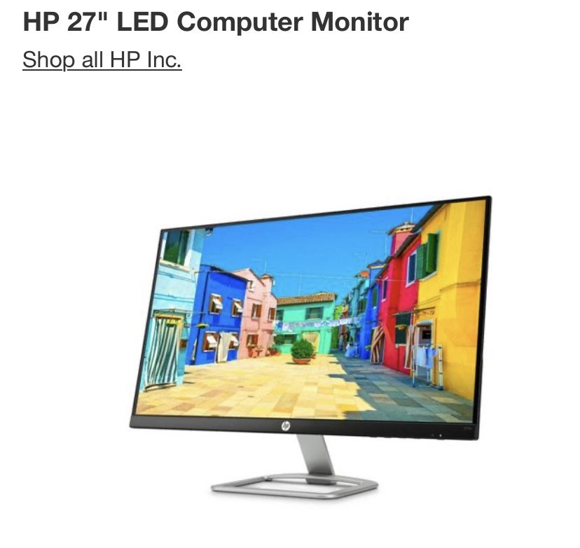 Hp 27” LED computer monitor