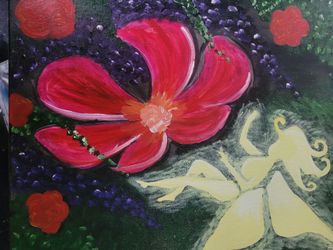 Cavas Painting Fairy and Flowers