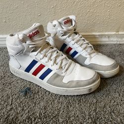 Adidas Hoops 2.0 Mid White, Blue, Red size 14