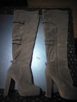 Thigh high suede boots