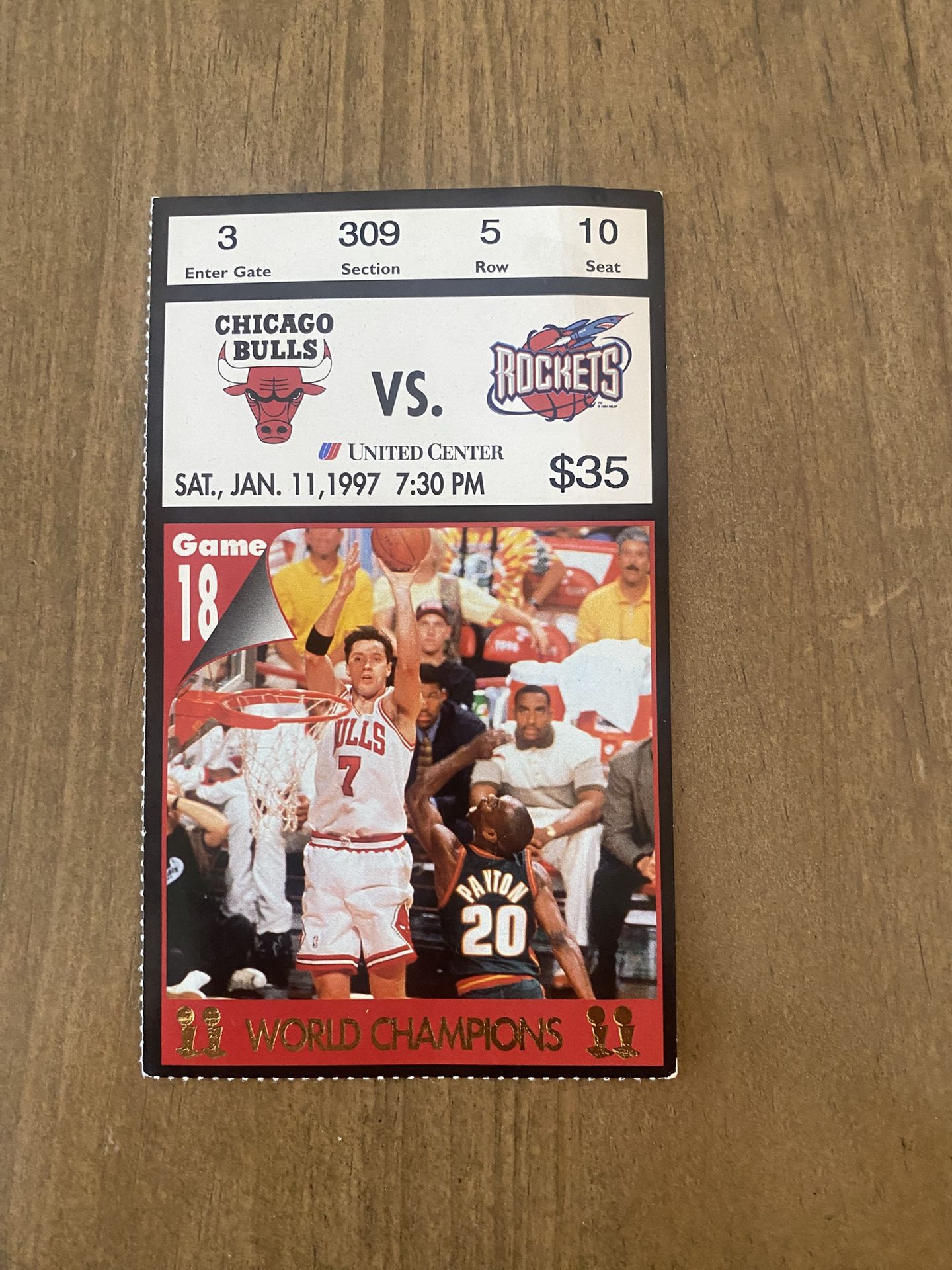 Chicago Bulls 1997 Game Ticket