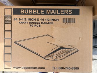 70 ct bubble mailers 9 1/2 x 14 1/2 . Sealed box new envelopes