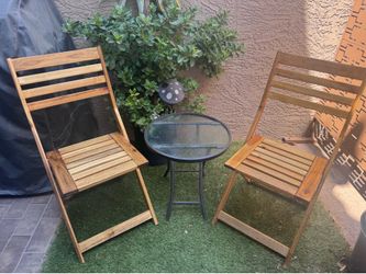 Acacia Chair Set with Side Table