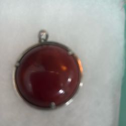 Sterling Silver Natural Red Jasper Pendant 