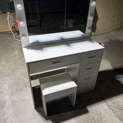 5 Drawer White Vanity