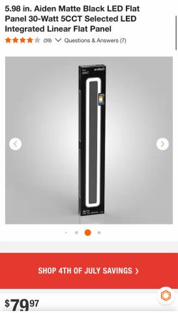 Artika 5.98 in. Aiden Matte Black LED Flat Panel 30-Watt 5CCT Selected LED Integrated Linear Flat Panel