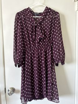Forever 21 Polka Dot Burgundy Long-Sleeve Mini Dress L Large (2-pieces)