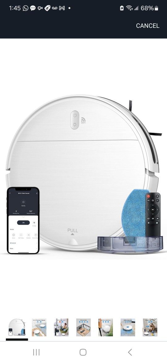 Robot Vacuum and Mop Combo, 2 in 1 Mopping Robot Vacuum Cleaner with Schedule, Wi-Fi/Voice/App, Strong Suction, Ease of Use, Self-Charging Robotic Vac