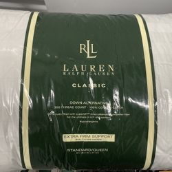 LAUREN Ralph Lauren Classic Pillow Extra Firm Support Standard Queen 20” x 28” / DOWN Alternative 300 Thread Count