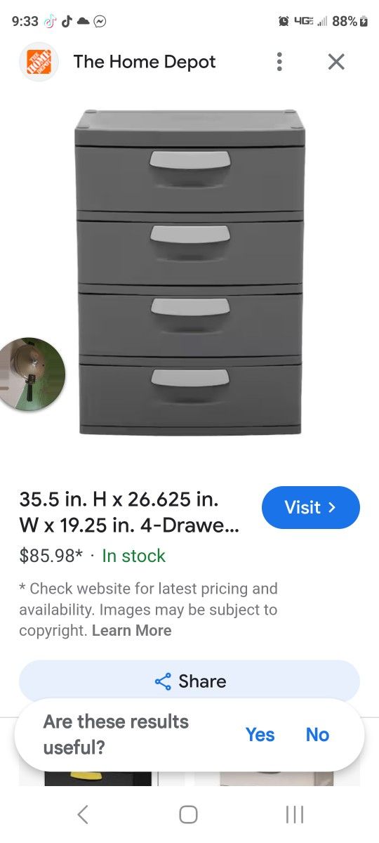 4 Dr Dresser Plastic Or Arcilic