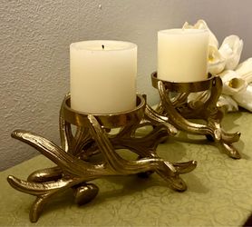 Beautiful Cast Metal Antler Candleholders