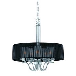 Chrome 5 Light Chandelier with Black ShadeBed Frame