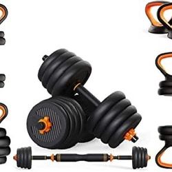Adjustable Dumbbells 65 Lbs / 30 Legs Barbell, Dumbbell, Kettlebell, Pushup Stand 