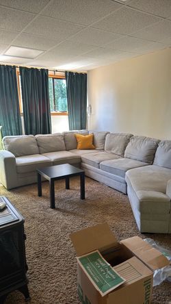 MOVING SALE – Large U-Shaped Sectional Sofa – Light Gray