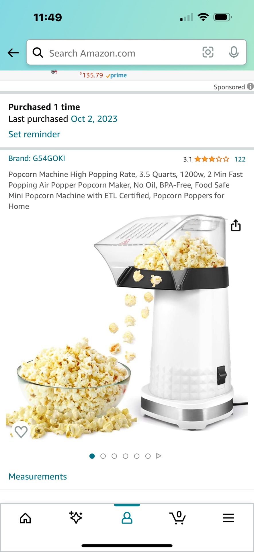 3qt Air Popcorn Machine