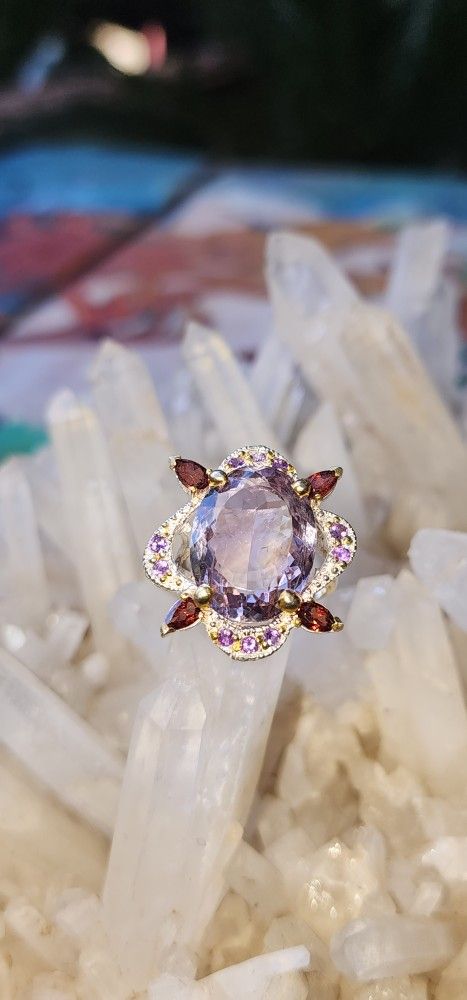 Ametrine Ring Solid 925 Size 7.5