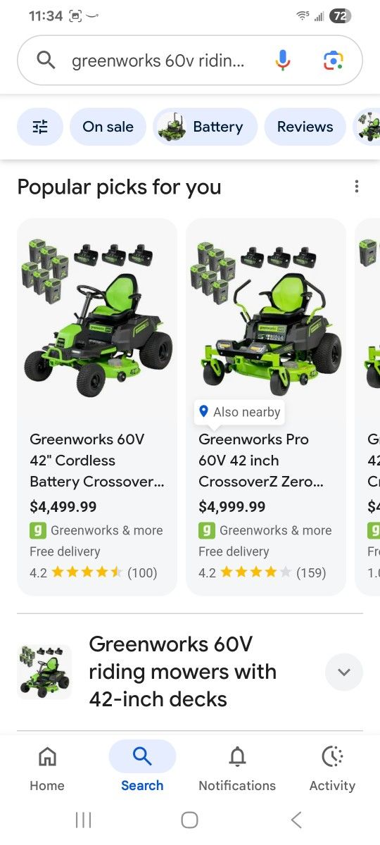 Greenworks 60v Tractor Mower New