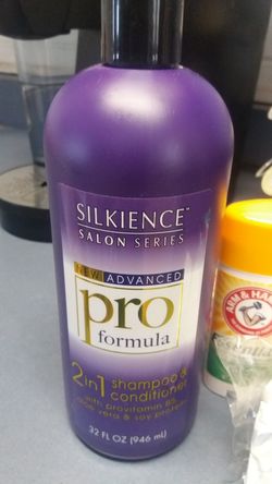 ONE $30. BOTTLE OF SILKIENCE PRO SALON SHAMPOO AND CONDITIONER.
