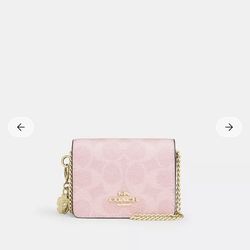 Coach Mini Wallet On A Chain powder pink