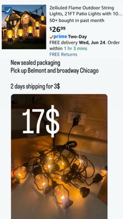 Flame Outdoor String Lights, 21FT Patio Lights with 10 Flickering Flame Bulb, Timer, Waterproof LED Outdoor Decorative Orange Lights for Patio, Yard, 