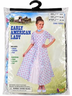 Early American Lady Child Costume Size 12-14