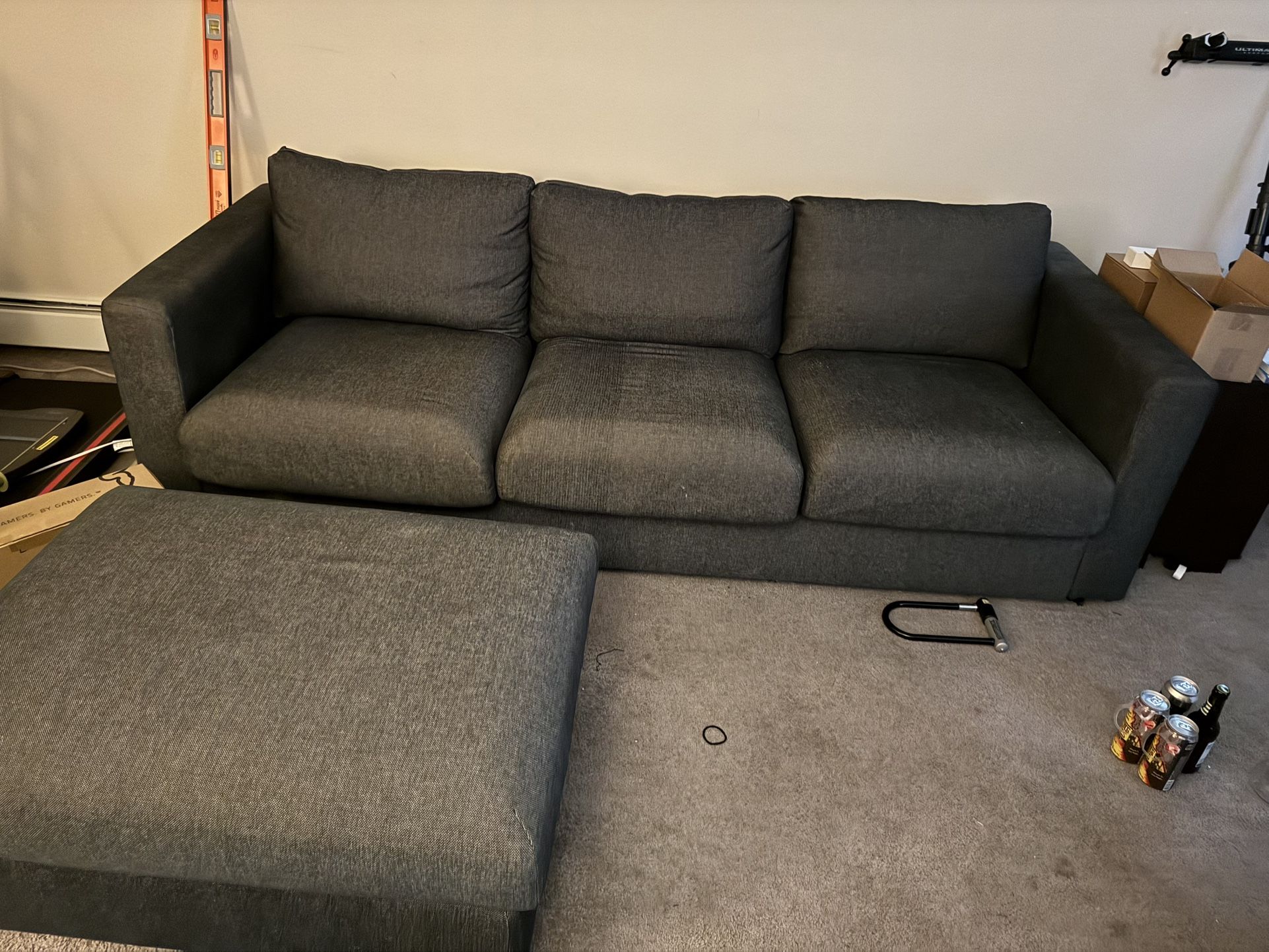 Blue Sofa And storage ottoman
