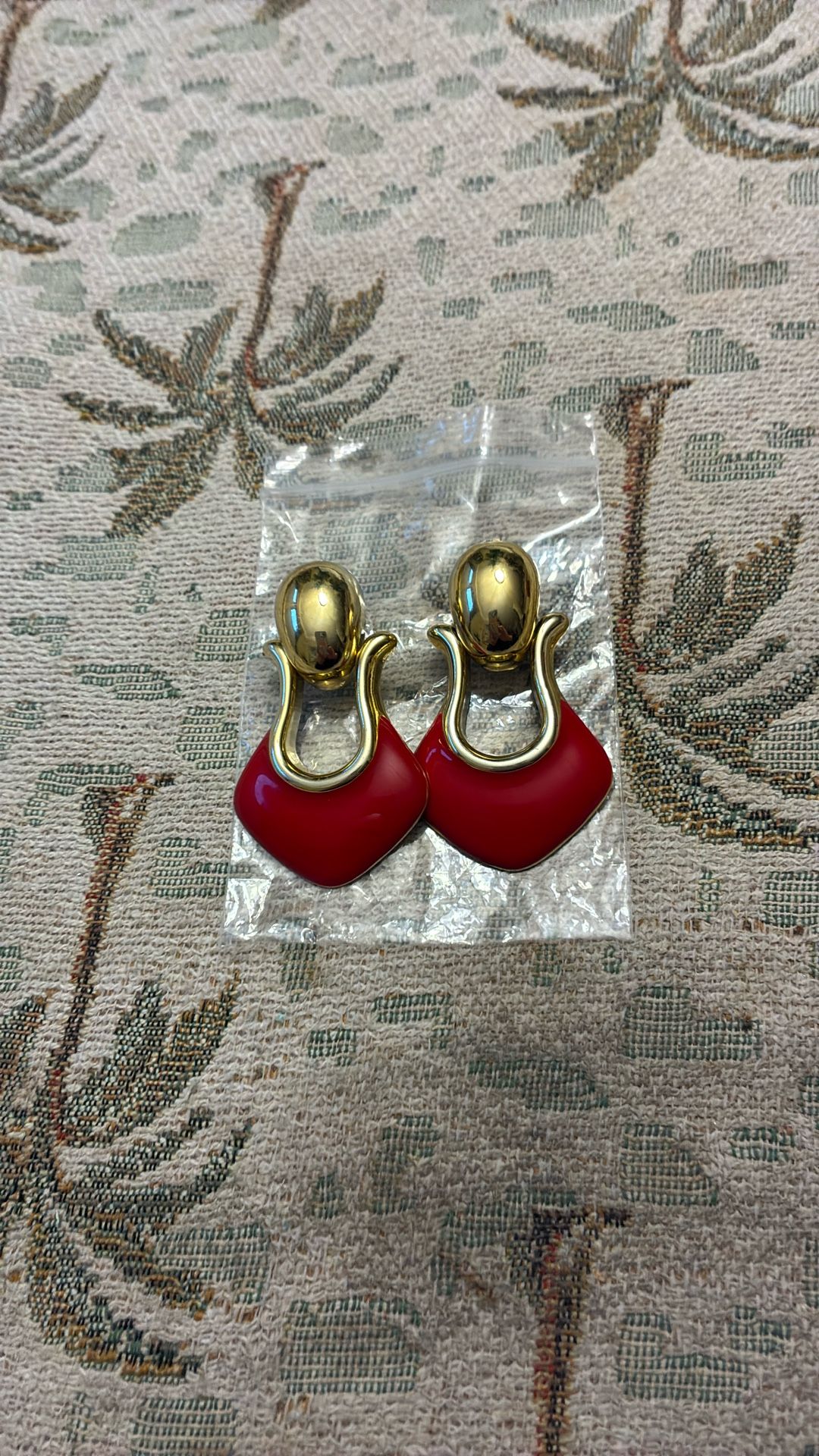 Enamel Red Drop Earrings
